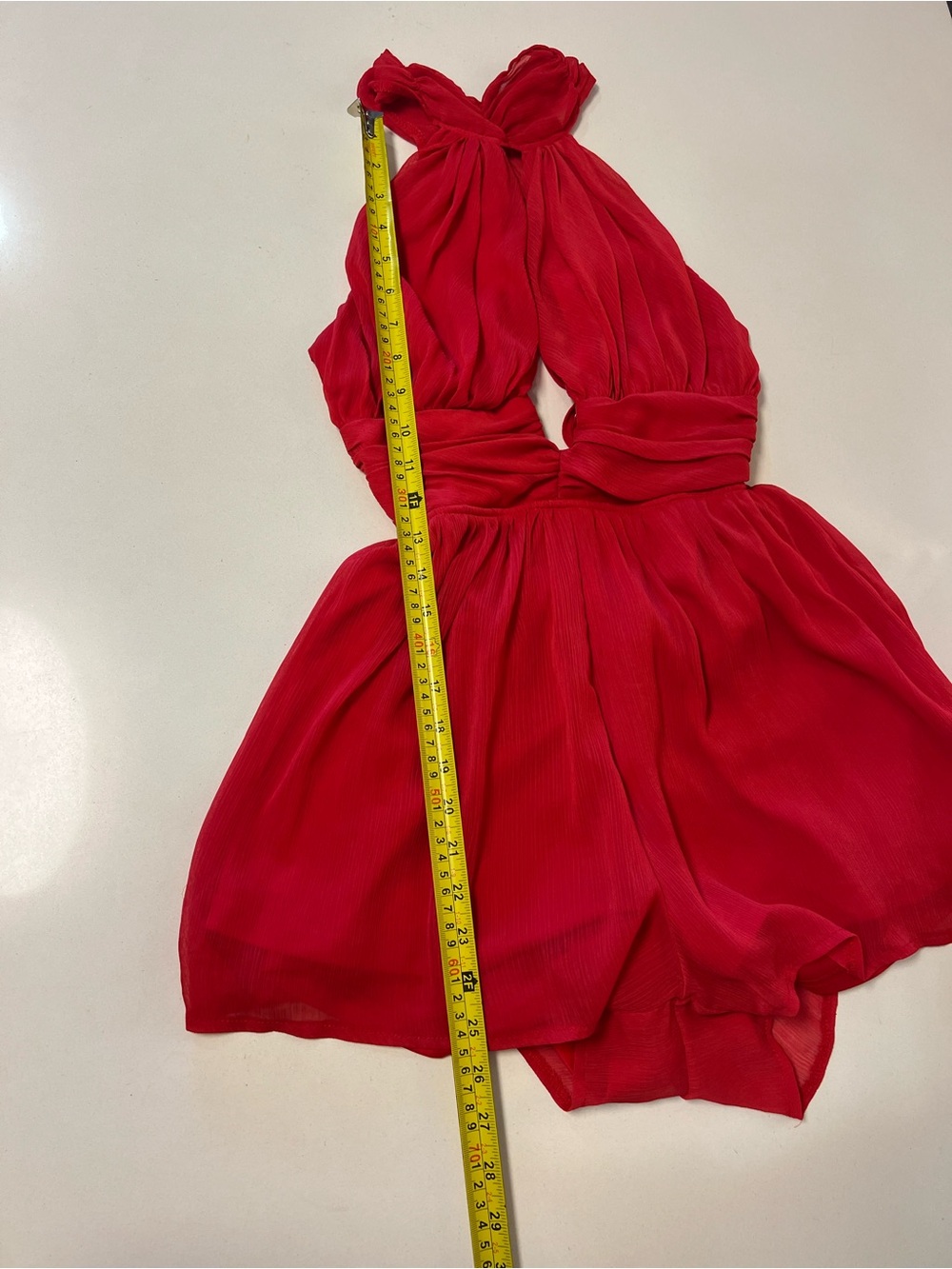 AKIRA CHICAGO Red Halter Romper Flowy Open Front Party Dress Y2K Miami Beach 📐S - Picture 4 of 11